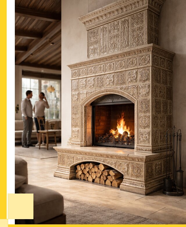 Купить изразцовый камин в Тамбове от 253850 р. | ЭриданТмб