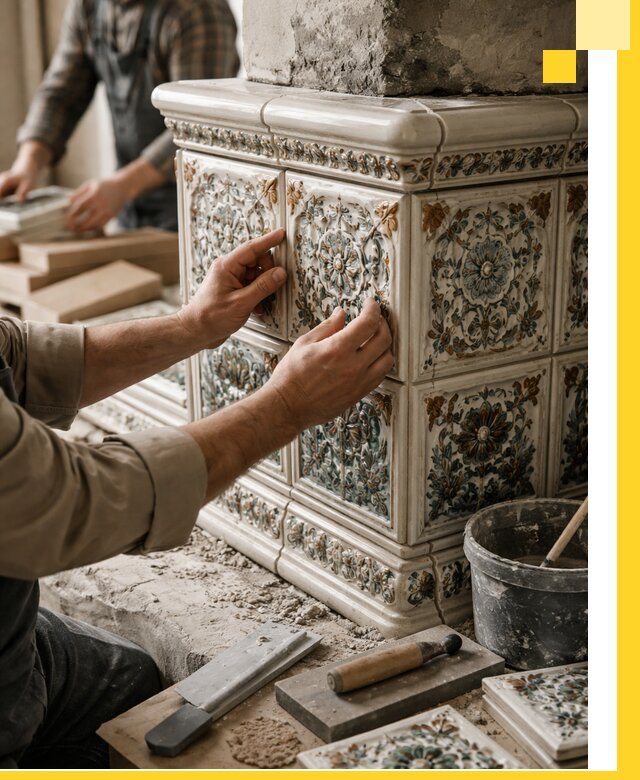 Изразцовые камины под ключ в Тамбове: проект и монтаж