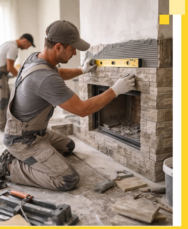 Облицовка каминов в Тамбове, монтаж и отделка натуральным камнем