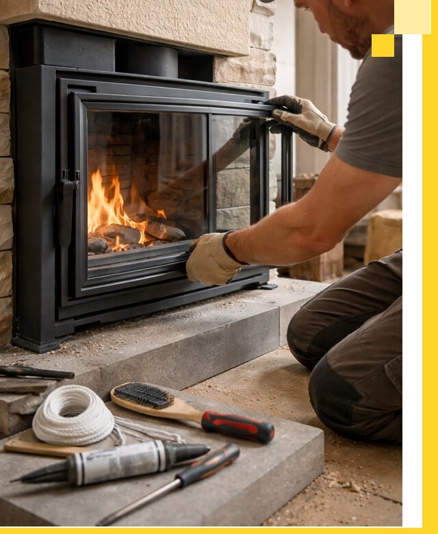 Производство, монтаж и доставка каминов со стеклом в Тамбове