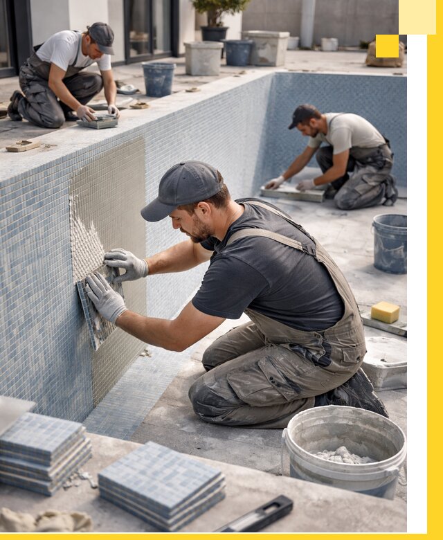 Облицовка бассейнов в Тамбове плитка мозаика гидроизоляция