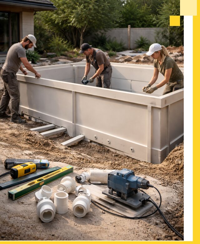 Установка полипропиленовых бассейнов под ключ в Тамбове