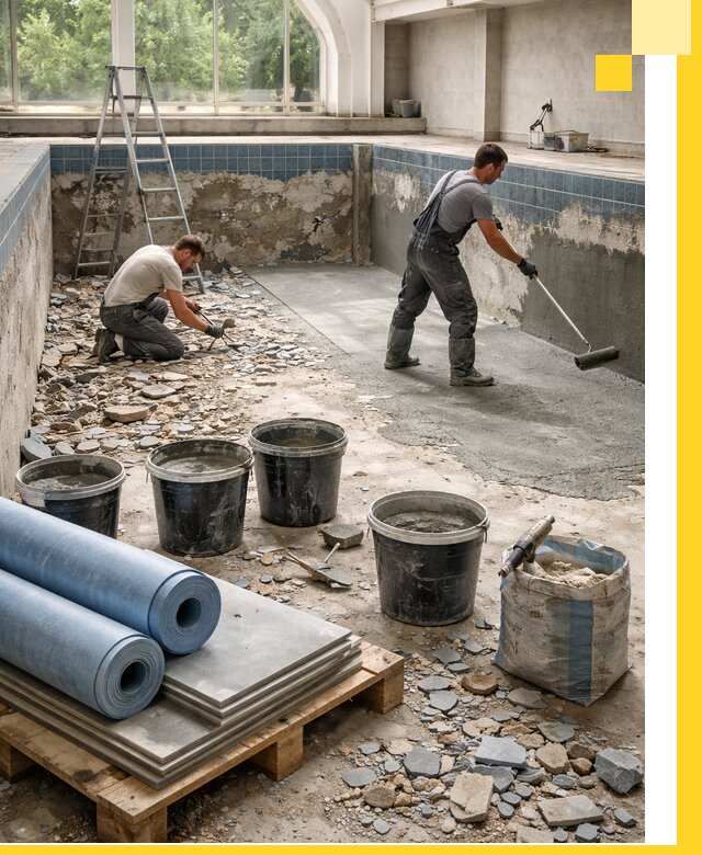 Реконструкция бассейнов в Тамбове: ремонт, гидроизоляция