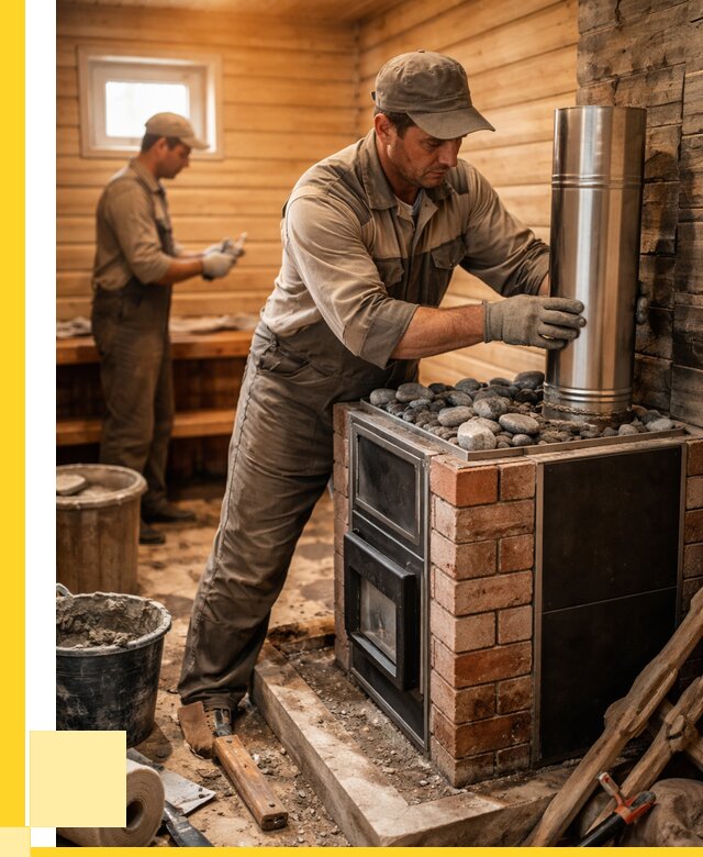 Монтаж печи в бане под ключ в Тамбове от 20308 р. | ЭриданТмб