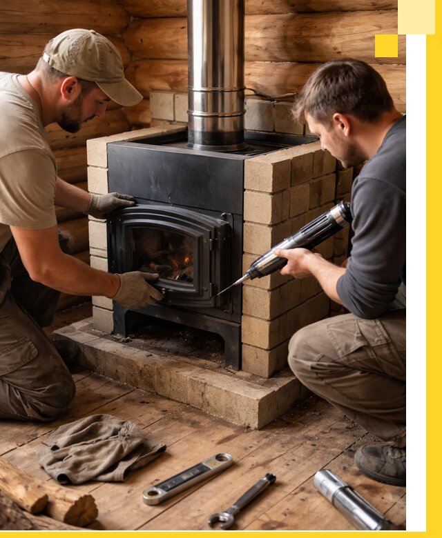 Монтаж и установка печи в бане под ключ с гарантией в Тамбове