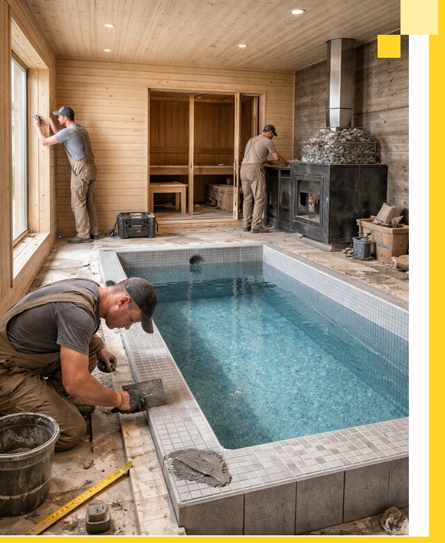 Проект бани с бассейном и сауной в Тамбове под ключ