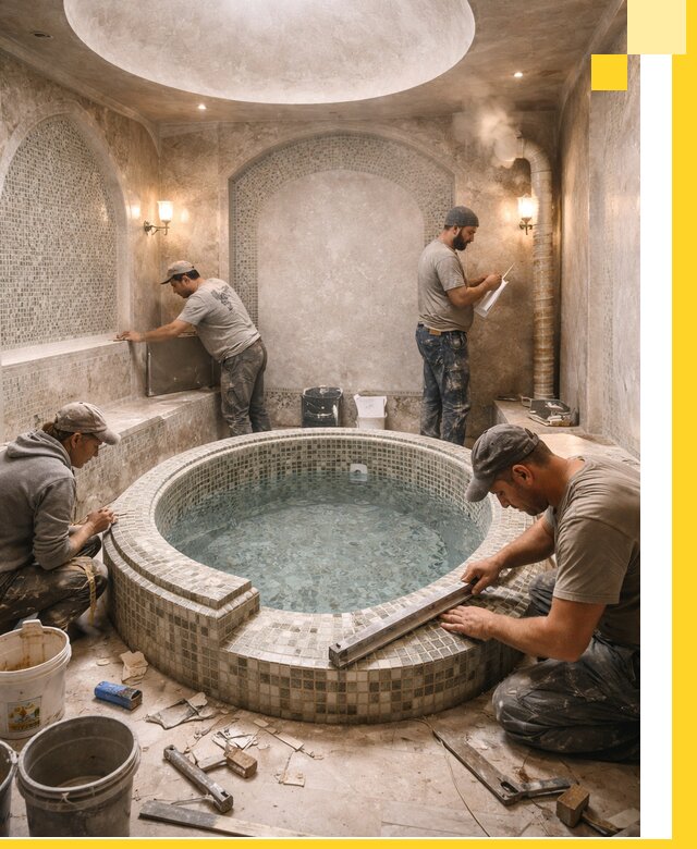 Профессиональное строительство хамама с бассейном в Тамбове под ключ