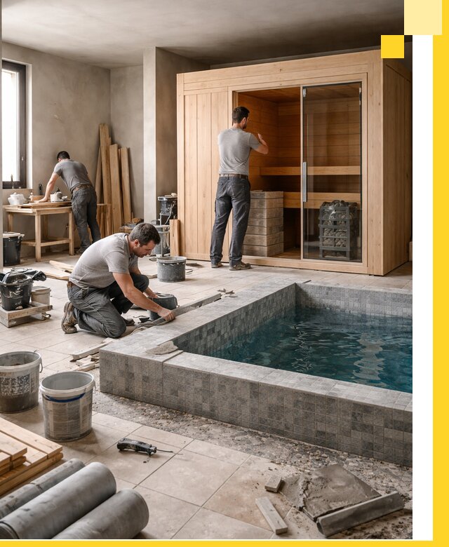 SPA зоны под ключ с бассейном сауной и печью в Тамбове